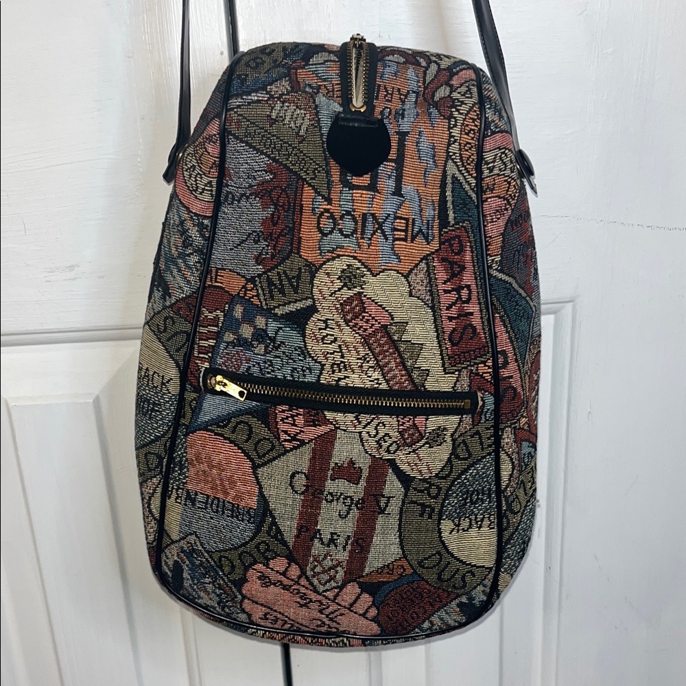 Colorful Tapestry Backpack 90s vintage cross body bag travel themed purse